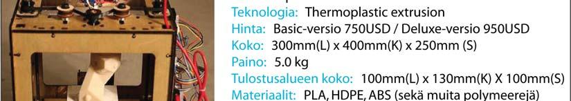 Deluxe-versio sisältää kaiken kasaamiseen tarvittavan sekä myös noin 2,7 kg tulostusmateriaalia. MakerBot-projektin juuret löytyvät RepRap-projektista.