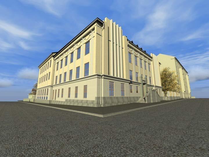 Tämä asuinrakennus oli yksi Viipurin suurimmista. 221 Arkkitehti Allan Schulman suunnitteli Myllymäenaukion ja Kullervonkadun kulmaan koulurakennuksen vuonna 1911.