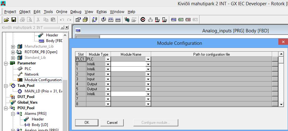 Joonis 3.3. Moodulite järjekorra seadistamise aken (Module Configuration) 3.