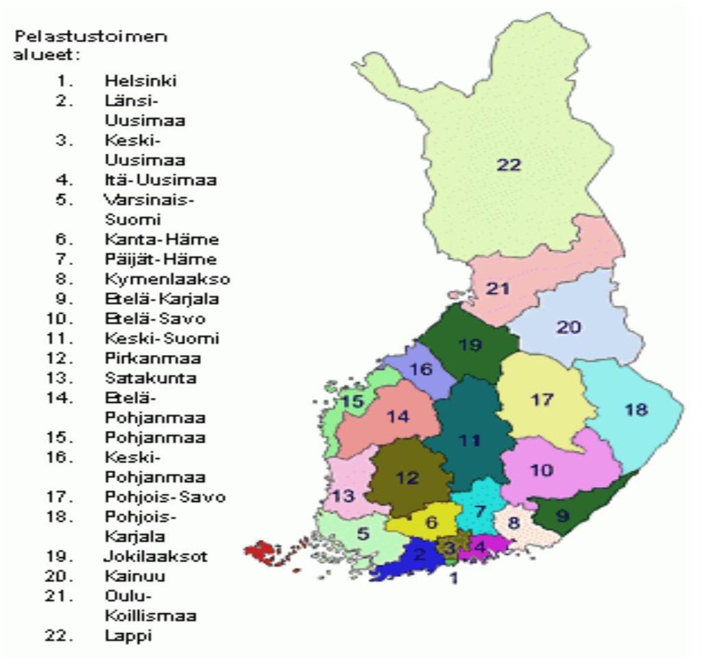 4 2 TUTKIMUKSEN LÄHTÖKOHDAT 2.1 Toimintaympäristö Suomessa pelastustoimi on tällä hetkellä järjestetty kolmeportaisesti. Sitä johtaa, ohjaa ja valvoo Sisäministeriön pelastusosasto.