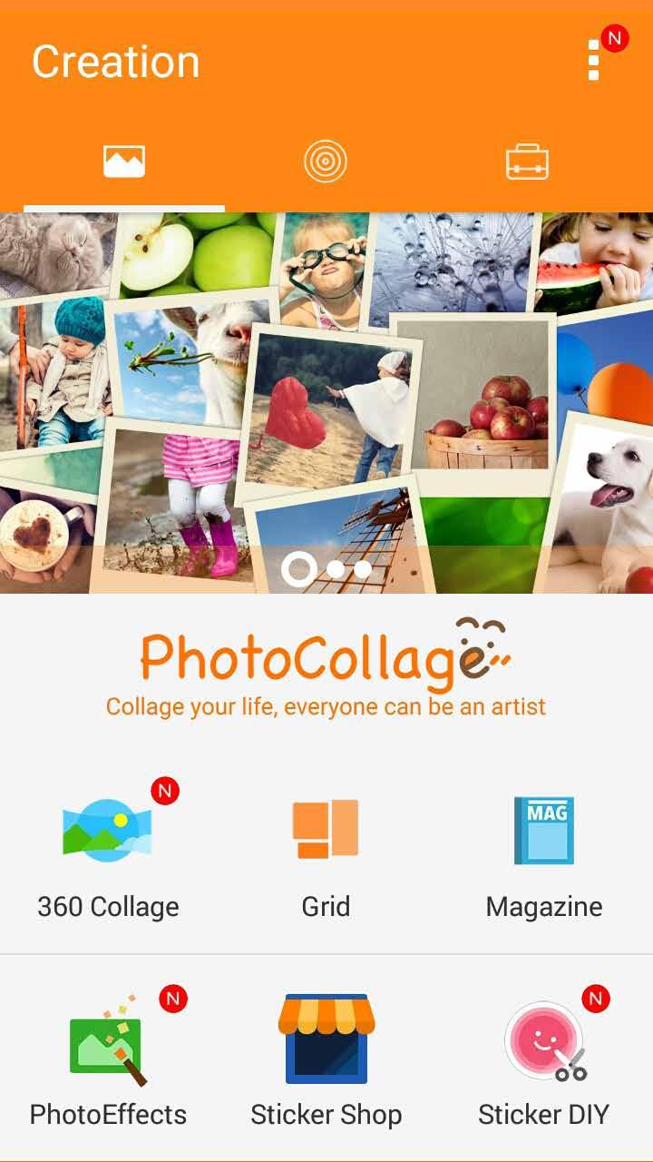 PhotoCollage Käytä PhotoCollage-sovellusta luodaksesi kollaasin valokuvakokoelmastasi. Käynnistääksesi PhotoCollage-sovelluksen, napauta Kotinäytössä ja napauta sitten ASUS > PhotoCollage.