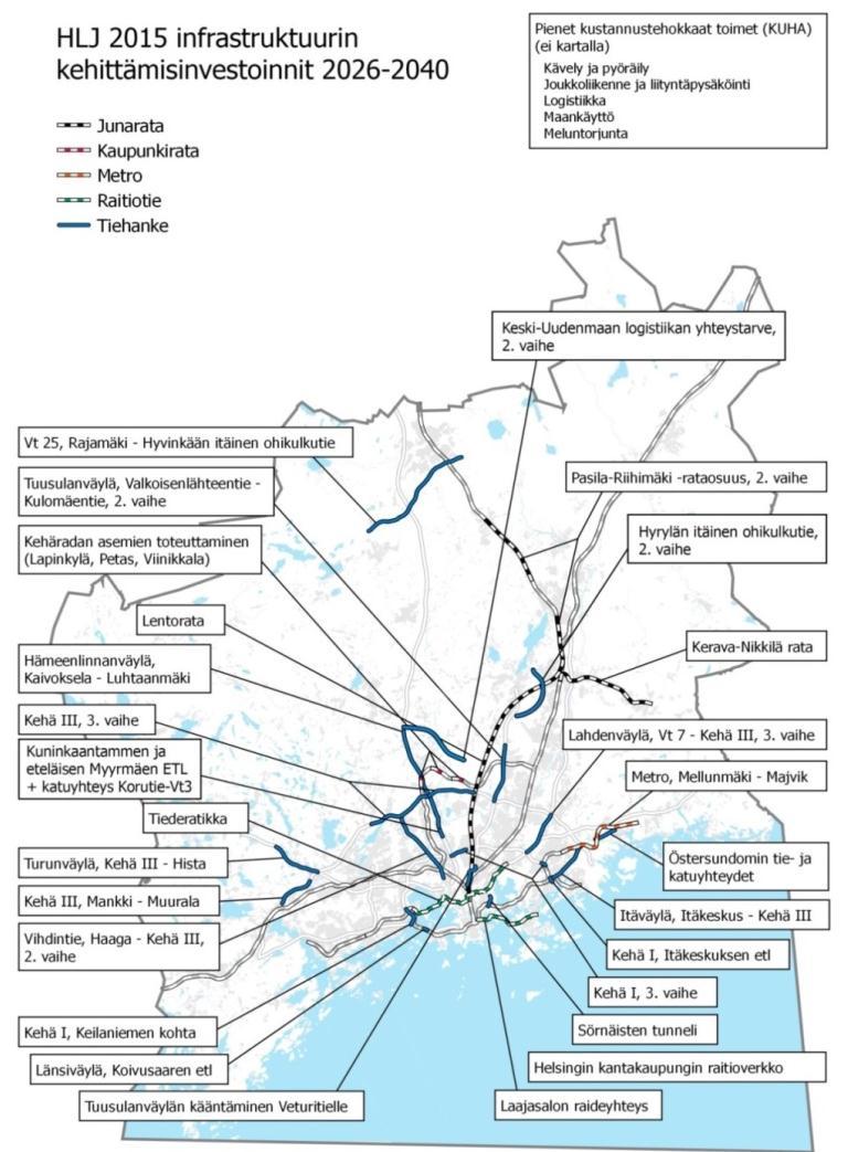 Verkkoskenaario HLJ 2015 2. vaiheen tieverkko v.2040 Sisältää myös HLJ:n 2. kaudelle (2026-2040) ohjelmoidut tiehankkeet.