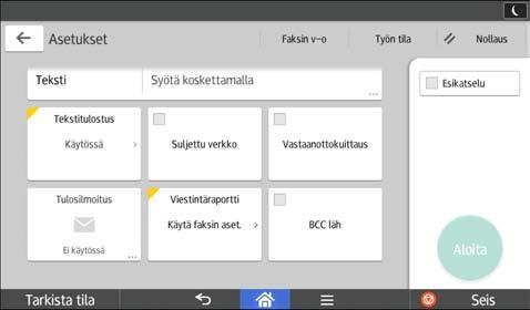 Kunkin sovelluksen käyttö 12 13 14 15 16 17 FI DRT225 Nro Kuvake Kuvaus 12 Voit valita tulostettavaksi vakioilmoituksen. 13 Voit välittää suljetun verkon kautta tiedostoja.