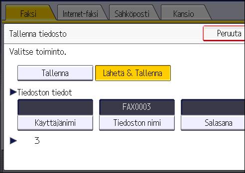 4. Faksaus 4. Määritä tarpeen mukaan käyttäjänimi, tiedoston nimi ja salasana. Käyttäjänimi Paina [Käyttäjänimi] ja valitse sitten käyttäjänimi.