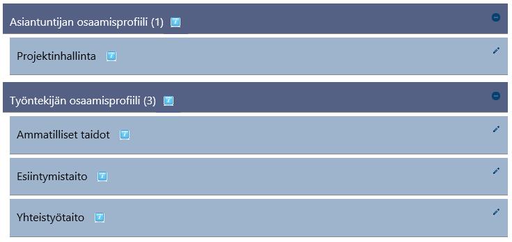Yleiset osaamiset Osaamisprofiilien alta löytyy