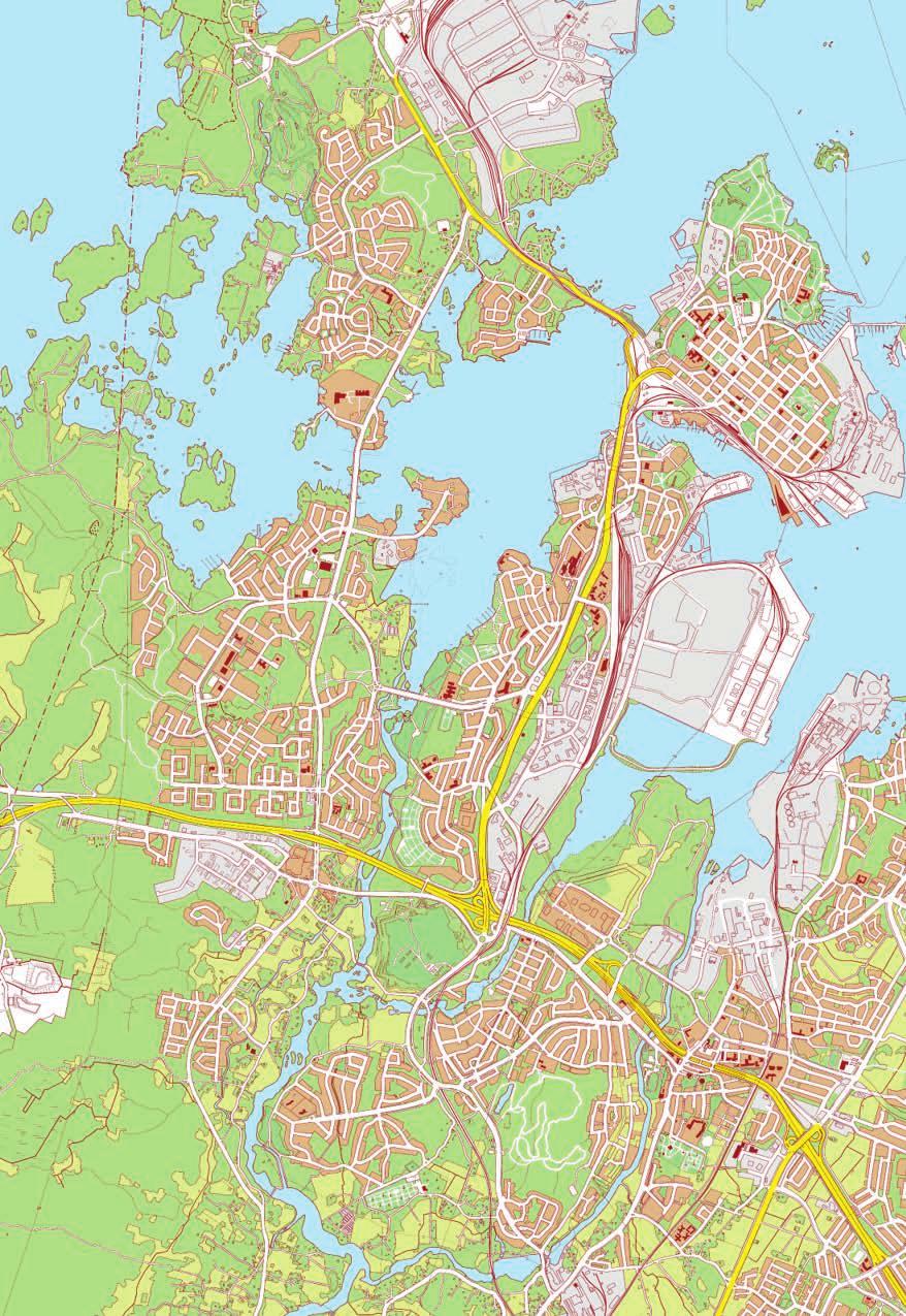 - Kirkkokatu - Kotkankatu - Kotkantie - Langinkoskentie - Lankilantie - Aittakorventie - Karhuvuorentie - Heponiementie - Mussalontie - Merituulentie - Rajakalliontie - Harjantauksentie -