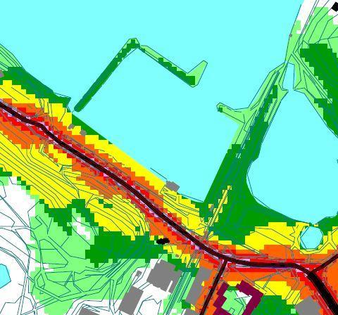 KUNNALLISTEKNIIKKA 9 suojelualueilla on ohjeena, että melutaso ei saa ylittää päiväohjearvoa 45 db eikä yöohjearvoa 40 db. Katugeometria Pystygeometria Teivaanrinteen kohdalla vaihtelee paljon.