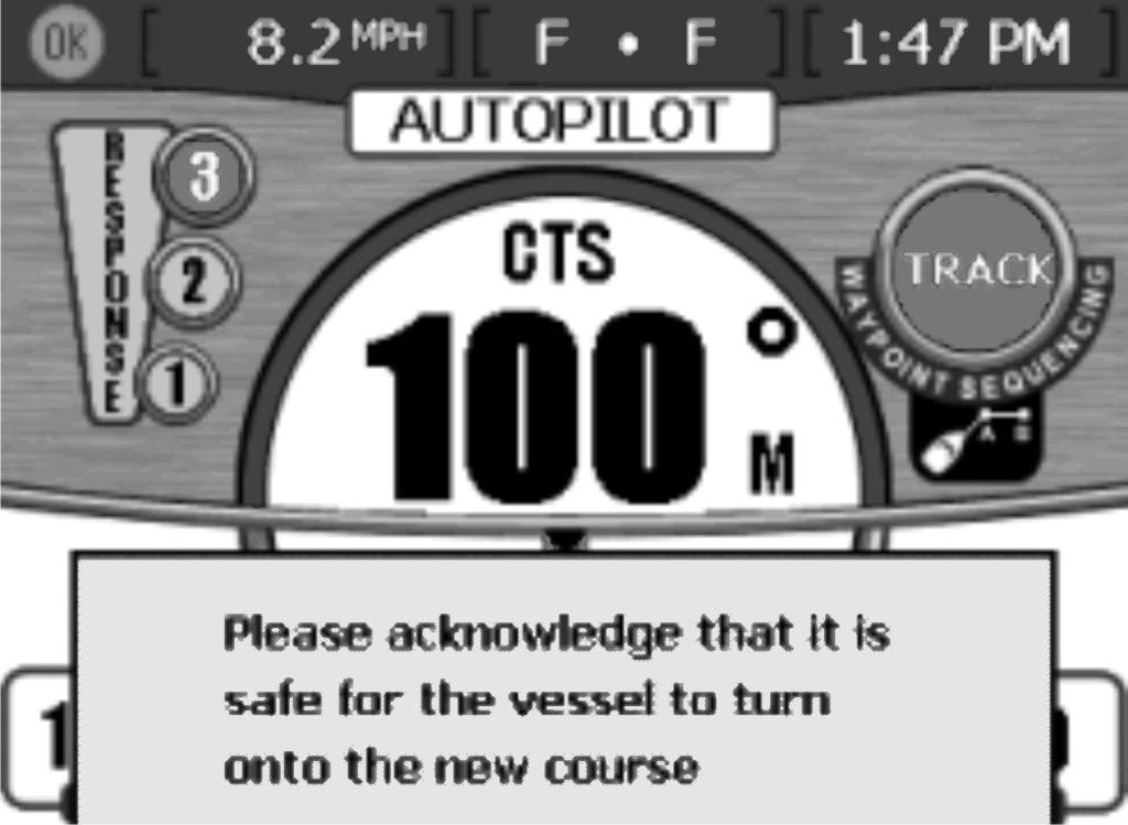 Os 3 - Vesillä WAYPOINT SEQUENCE -vlo pl jtkuvsti. VesselView-kuvke näkyy AutoPilottilss.