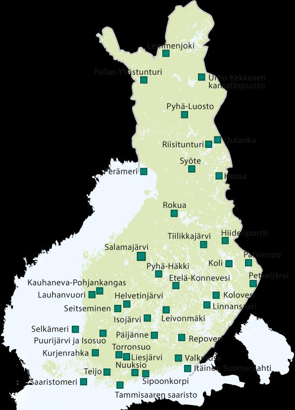 Kansallispuistot matkailua tukevat palvelut ja upein luonto Kansainväliset ja yhä suuremmassa määrin