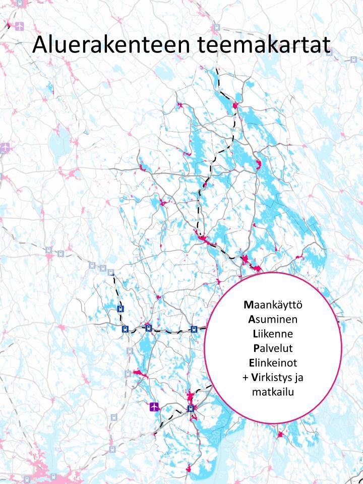 Aluerakenteen teemakartat Teemakartat ovat tässä vaiheessa luonnoksia ja aineisto täydentyy seminaarien myötä Teemoittaisina tarkasteluina: Asuminen (luonnos)