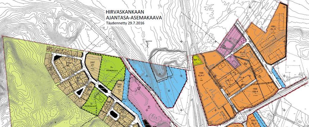 Kuva. Ajantasakaava Hirvaskankaan alueesta.