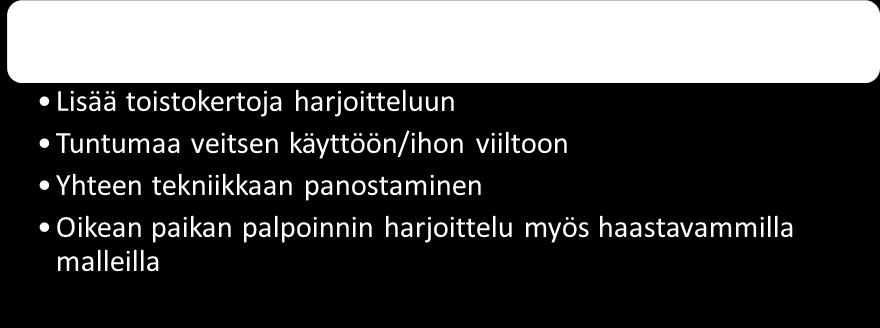 sa todellista tilannetta helpompaa. Hän olisi toivonut myös lisää toistokertoja toimenpiteen harjoituksiin.