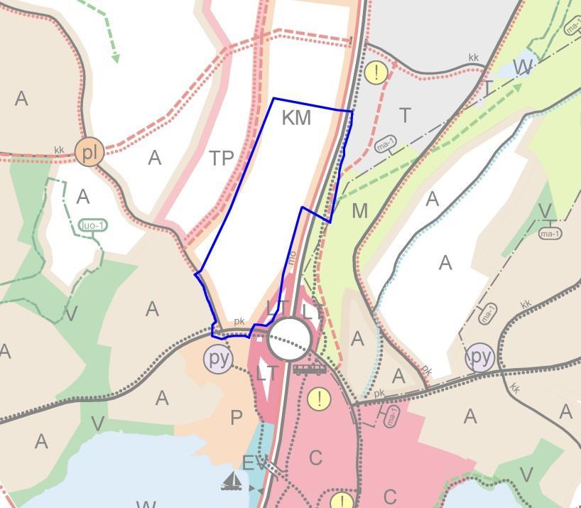 FCG SUUNNITTELU JA TEKNIIKKA OY OAS 5 (21) 4.4 Yleispiirteisten kaavojen antamat lähtökohdat 4.4.1 Voimassa oleva yleiskaava Kuva 4: Ote oikeusvaikutteisesta yleiskaavasta 2015.