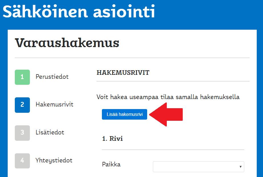 KUVA 2 toisessa vaiheessa hakemusrivin tiedot poikkeavat toisistaan hakemustyypin