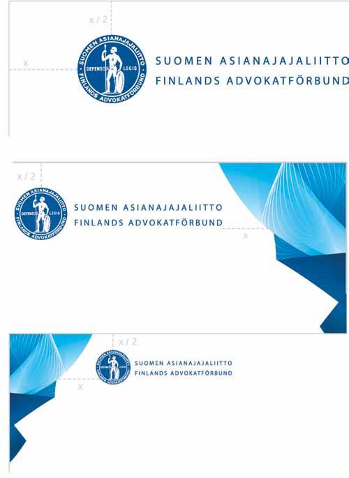 2.1. Visuaalisen ilmeen elementit lomakkeissa Logo asemoidaan samassa suhteessa tunnusomaiseen grafiikkaan kaikissa lomakkeiston sovelluksissa. Väreinä ovat päävärit sininen, musta ja valkoinen.