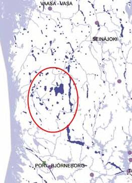 Erityispiirteitä alueellamme Isojoki-Lapväärtinjoen ja Karvianjoen yläosat Vedenjakaja-aluetta: Isojoen, Kyrönjoen ja Karviajoen