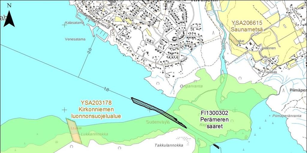 11 Kuva 5-1. Perämeren saarten Natura-alue väylähankkeen toimintojen läheisyydessä. 5.1 Suojeluperusteet Perämeren saarten Natura 2000 -alueen suojeluperusteina tietolomakkeessa (v.