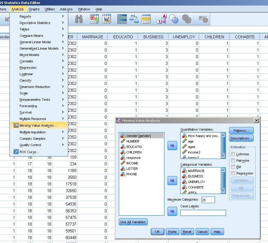 SPSS kokeilua Aloitukseksi voisi kannattaa katsoa miltä