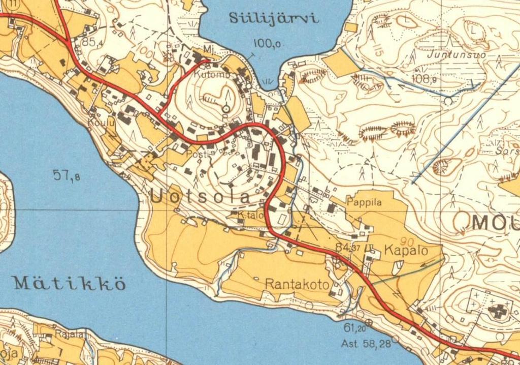Ote Maanmittauslaitoksen peruskartasta 1961, Uotsola.