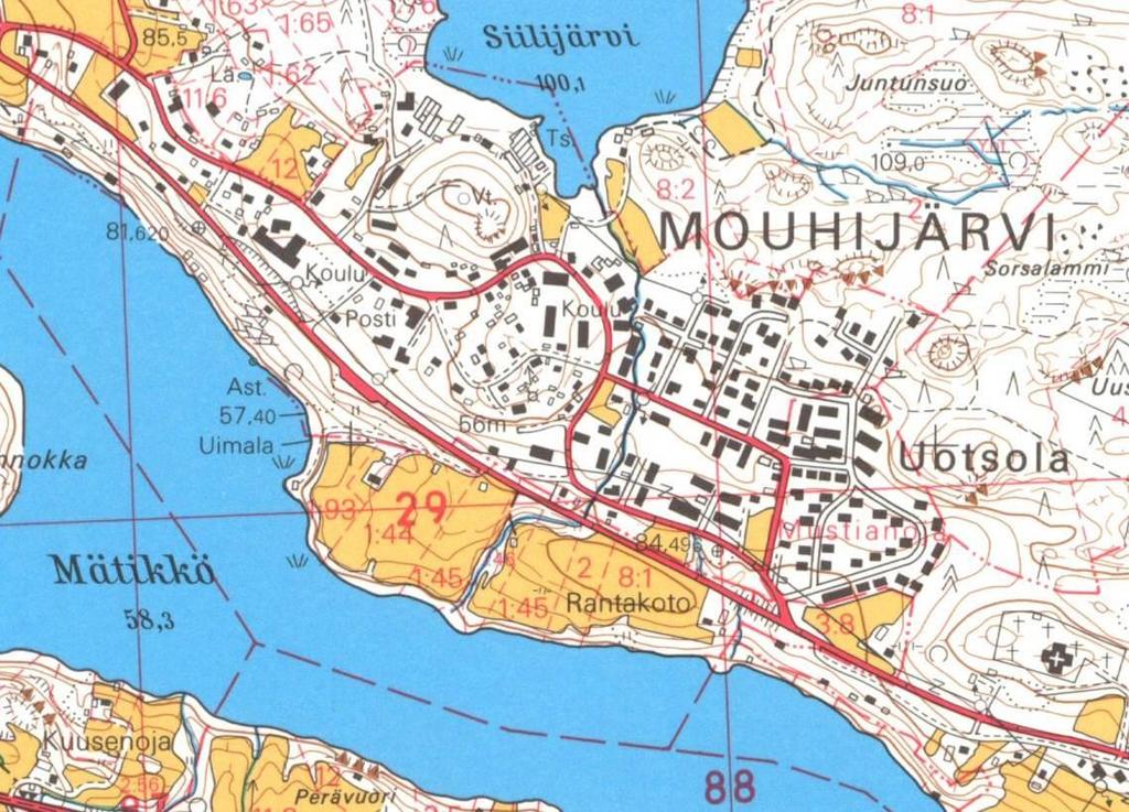 Ote Maanmittauslaitoksen peruskartasta 1988, Uotsola.