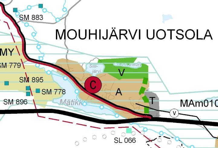 Sastamalan kaupunki 7 UOTSOLAN KOULUN ALUEEN (Uotsolan korttelin 6 osa) ASEMAKAAVAMUUTOS Kuva maakuntakaavasta, suunnittelualue on C-merkinnän alla Sastamalan kaupunkirakennesuunnitelma