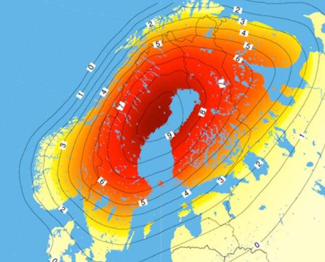 13 2.3 Fennoskandian maannousu Maannousu on seurausta jääkaudelta, jolloin maata peitti parin kilometrin paksuinen mannerjää. Massiivisen jäämassan painosta maanpinta painui satoja metrejä lommolle.