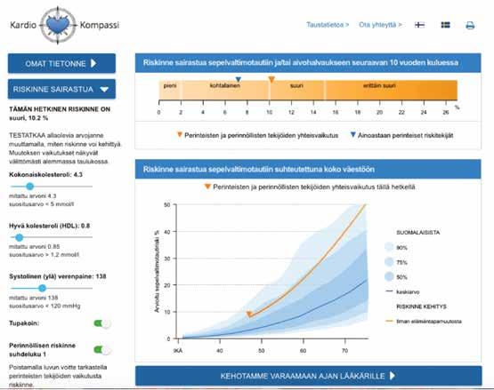 TEEMA: GENOMITIETO KUVA 1. KardioKompassi on internetpohjainen genomitietoa hyödyntävä riskilaskuri, jolla arvioidaan yksilön riskiä sairastua iskeemiseen valtimotautiin.