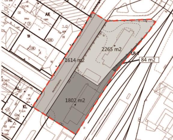 564-2214, Asemakaavan muutos 12.12.2016, Rautatienkatu 3, LUONNOS pistemäistä XII -kerroksista asuinrakennusta. Pohjoisessa alue rajautuu pohjoisen alikulkuun.