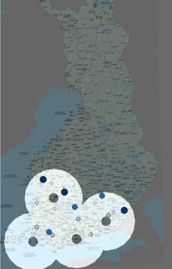 kestoluokittain Valittujen mitoitussateiden sijainnit vuonna 2013