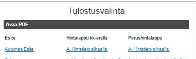 Tulosteet (PDF) Markkinamiehessä voi tulostaa useasta eri kohdasta.