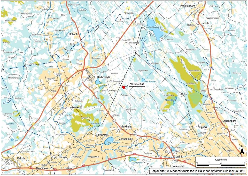 GEOLOGIAN TUTKIMUSKESKUS 24 30.09.2016 Haapakalliot Kunta: Sievi Havaintotunnus: SMH$-2010 40 Koordinaatit: X:370085 Y: 7096840 Laatuluokka testattu: II Pinta-ala:n.