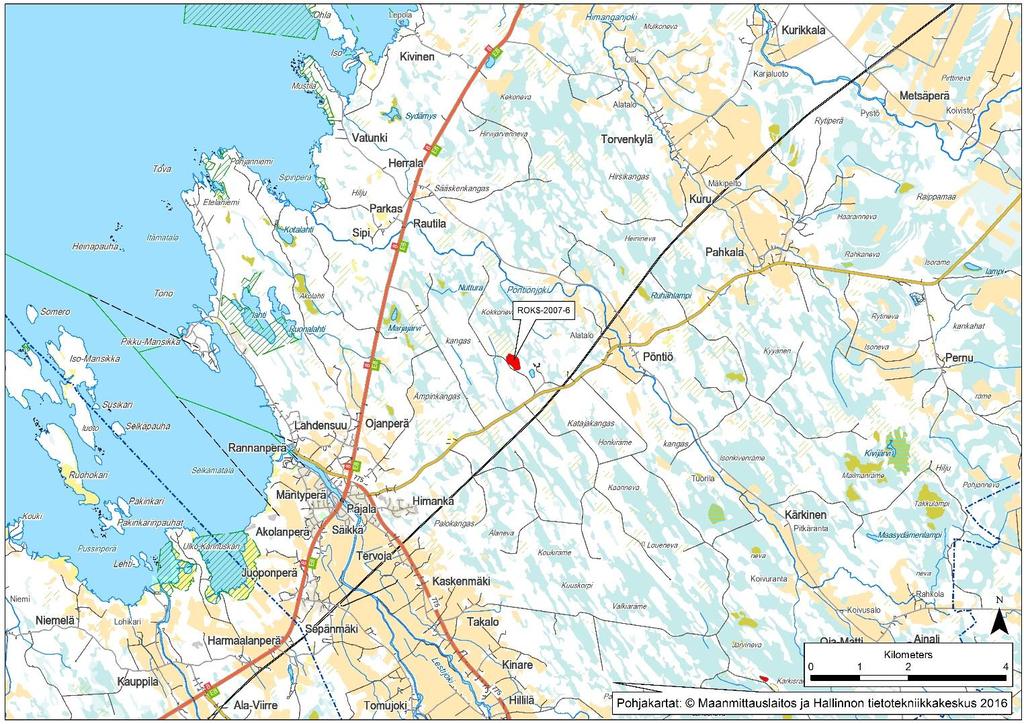 GEOLOGIAN TUTKIMUSKESKUS 28 Moskuankalliot Kunta: Kalajoki Havaintotunnus: ROK$-2007-6 Koordinaatit: X: 340411 Y: 7111018 Laatuluokka testattu: II-IV Pinta-ala:270 x 170 m Kivilaji: