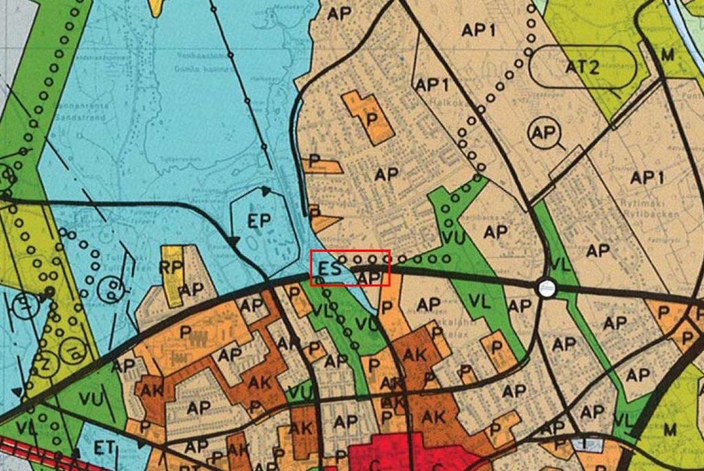 Liite 2, Ote yleiskaavasta, Yleiskaava 2010 Bilaga 2, Utdrag ur Karleby generalplan 2010 Suunnittelualueen likimääräinen sijainti merkitty