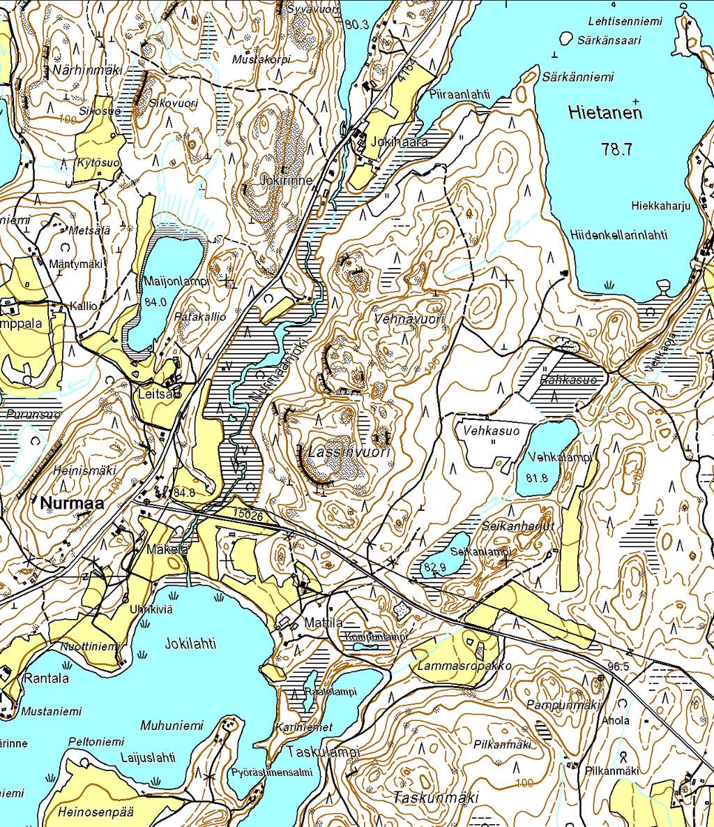 47 Lassinvuori - Vehnävuori, MÄNTYHARJU Kallioalueen raja