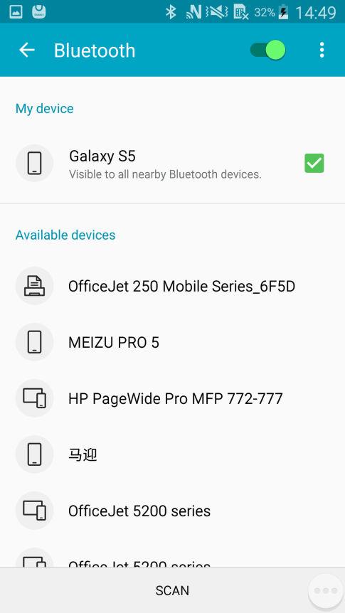 2. Ota mobiililaitteesi Bluetooth-yhteys käyttöön koskettamalla Asetukset ja valitsemalla sitten Bluetooth. 3.