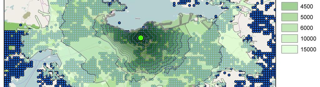 saavuttavuusalueella Väkiluku 100000 80000