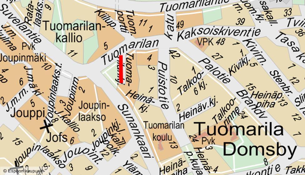 Espoon kaupunki Pöytäkirja 108 Tekninen lautakunta 11.11.2015 Sivu 20 / 30 1. SUUNNITELMAN SISÄLTÖ Tuomarilankuja on olemassa oleva päättyvä tonttikatu, joka liittyy pohjoispäässä Tuomarilankatuun.