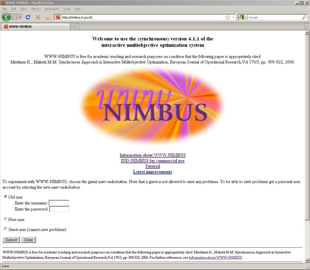 WWW-NIMBUS on verkossa tomva toteutus NIMBUS-menetelmästä 1.
