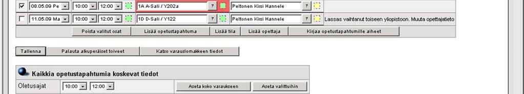 tai lomakkeen alaosasta kohdasta Oletustila (Aseta valittuihin ja