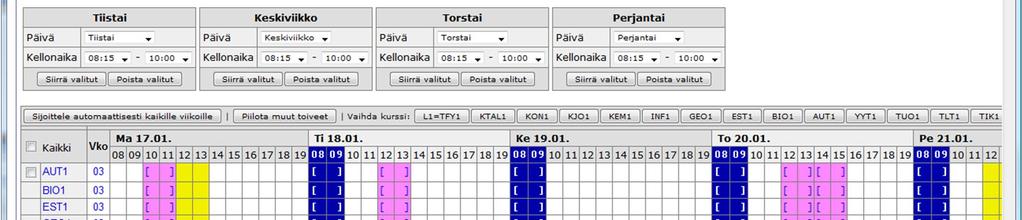 Tässä näkymässä voit myös muuttaa pienryhmän päivää tai kellonaikaa tarvittaessa.