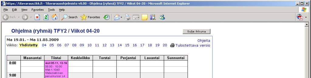 Analyysi- ja kalenterinäkymät avautuvat