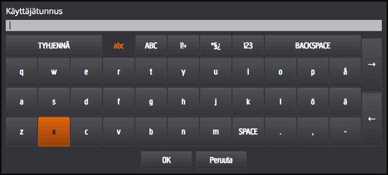 Tarvittaessa pääset kirjainnäppäimistöön painamalla