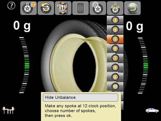 7.6. How to hide the wheel weight The wheel weight can be attached hidden behind the spokes by dividing the imbalance to two positions, and choosing the location of these positions to be behind the