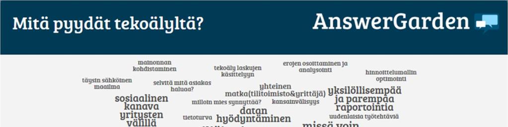 Kuva 3. Avaustilaisuuden ryhmätyön vastaukset Osallistujat vastasivat ryhmätöinä kuvassa 2 näkyvään kysymykseen Olen Etelä-Karjalan tekoäly 2025.