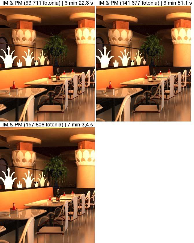 52 KUVA 44. Irradiance map photon mapping -menetelmillä renderöity kuva 6.4.4 Hybridimenetelmien vertailu Testien perusteella osoittautui, että hybridimenetelmillä saavutetut lopputulokset eroavat toisistaan huomattavasti.