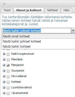 5 korkeintaan vuoden vanhat - kiinteistörajat kiinteistötunnuksineen. 5. Kartan sisällön määrittely Tasot -painikkeen kautta pääset muuttamaan kiinteistörajat -rasterin läpinäkyvyyttä.