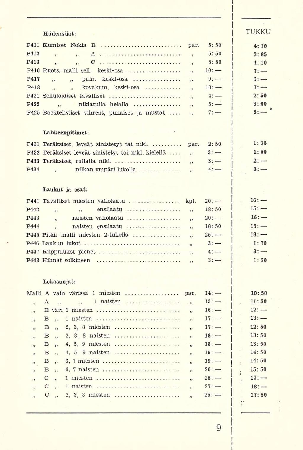 A B B B B B B C puin. 2, 2, 4, 4, 2, 0: s: 8:50 20: 3: 4: 3: 6: 7; 8; 9: Kavensi jät; j TUKKU P4ll Kumiset Nokia B par. 5:50 4; lo P42 A 5:50 3:85 P43 5:50 4:0 P46 Ruots. malli sell.