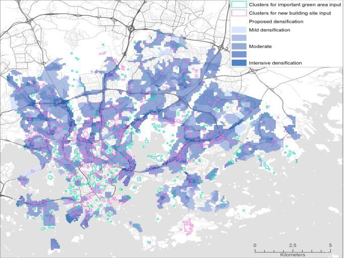 Osallisten mielipiteen ja kaavaluonnoksen vertailu Asukkaiden paikannukset Kaava-alueen sisällä (%) Tärkeät viheralueet 1515 (25 %)