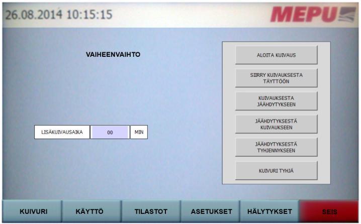 Lyhyen kuivauksen jälkeen vettä on poistunut paljon viljasta ja viljan pinta on laskenut niin paljon että halutaan lisätä viljaa kuivauksen aikana.