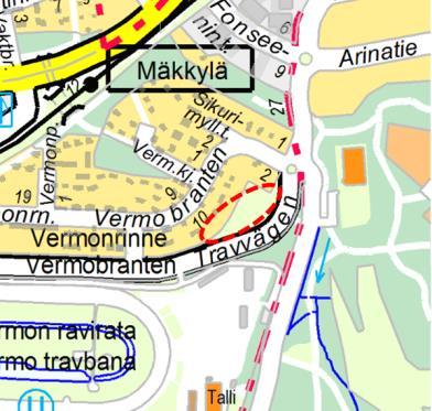 pientaovataista asutusta Maanomistus Ravitien katuaue ja Vermonrinteen puistoaue ovat Espoon kaupungin omistuksessa Asemakaavoituksen tarkoitus Ravitieä raitiotie on sijoitettu nykyisen ajoradan